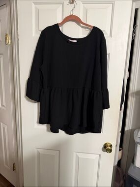 Women's Black Peplum Tunic Top